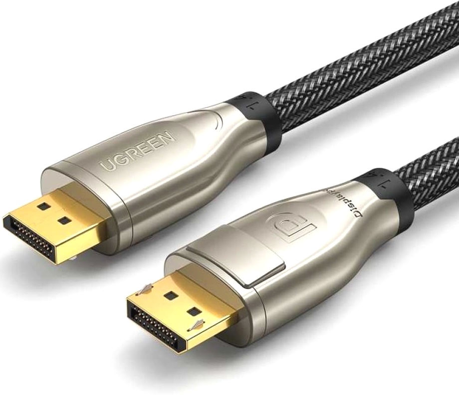 

Кабель интерфейсный DisplayPort- DisplayPort UGREEN 60842 1.4 M/M zinc alloy shell в оплетке, 1 м, черный, 60842