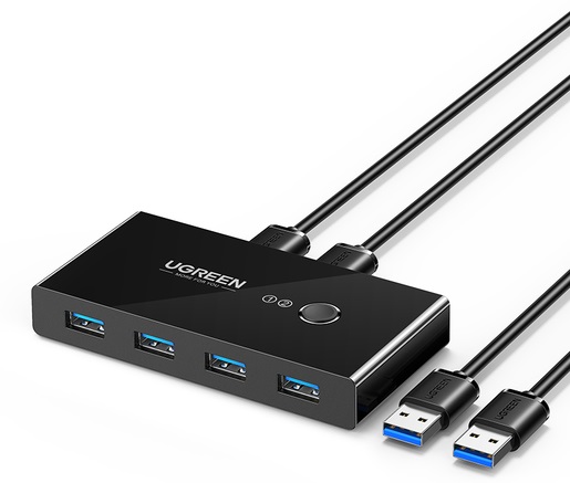 

Разветвитель UGREEN US216 30767_ 2 In 4 Out USB 2.0, черный, US216
