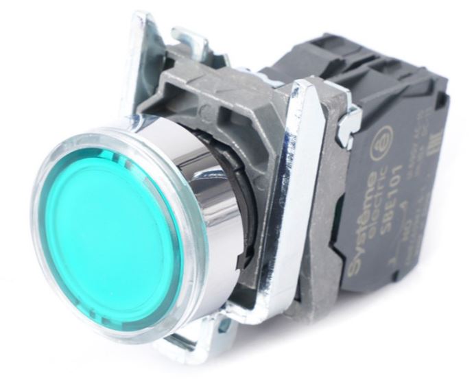 

Кнопка Systeme Electric SB4BW33M1 SB4 с подсвет в сборе модуль 22мм зеленая металл 230-240ВAC 1НО, SB4BW33M1