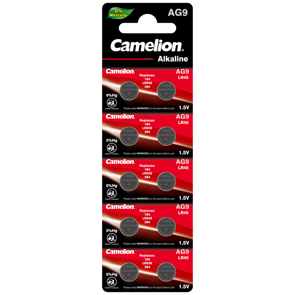 

Батарейка Camelion AG9-BP10(0%Hg) Mercury Free LR936/AG9, 1,5 В, 60 мА.ч, 10 шт в упаковке, AG9-BP10(0%Hg)