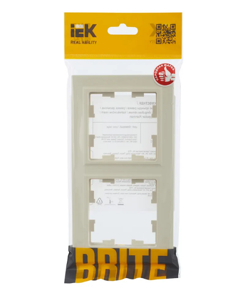 

Рамка IEK BR-M22-K10 2-м BRITE РУ-2-БрКр беж., BR-M22-K10