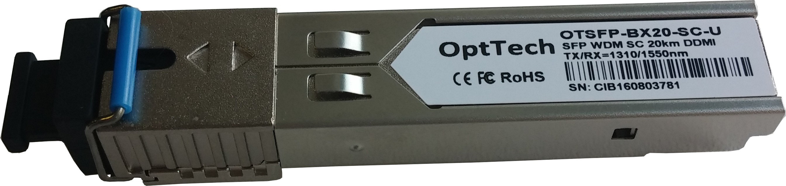 

Модуль SFP OptTech OTSFP-BX20-SC-U WDM, TX/RX=1310/1550nm, SC, 20km, DDMI, OTSFP-BX20-SC-U