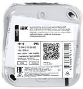 фото Выключатель кнопочный IEK TS-V14-0-10-55-K53