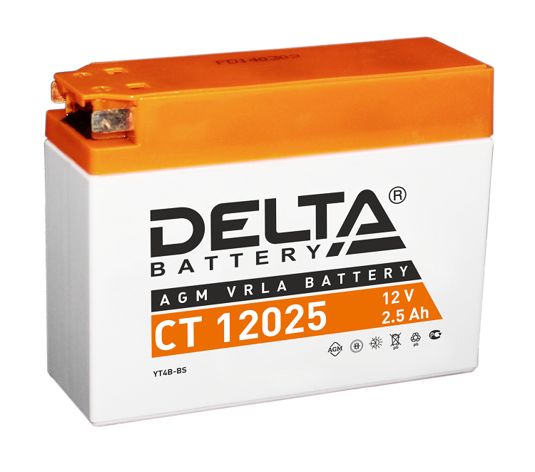 

Аккумулятор Delta CT 12025 12В, 2.5Ач, battery replacement YTX4B-BS, CT 12025