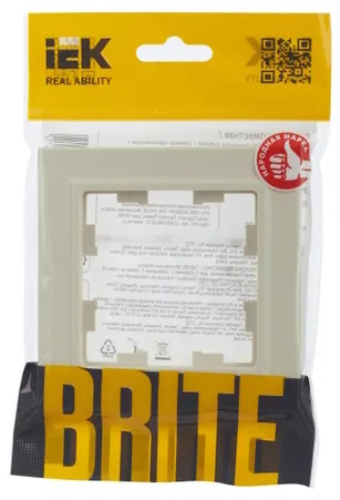 

Рамка IEK BR-M12-K10 1-м BRITE РУ-1-БрКр бежевая, BR-M12-K10