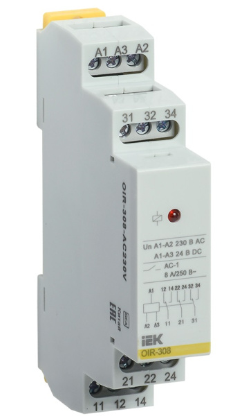 Изображение товара Реле промежуточное IEK OIR-308-AC230V - 3 контакта 8А 230В AC