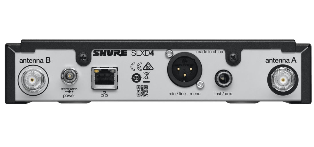 

Приемник Shure SLXD4E=-H56 цифровой одноканальный, частота UHF 518-562 МГц, SLXD4E=-H56