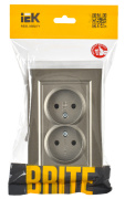 фото Розетка двухместная без заземления в сборе  IEK BR-R20-10-K37-F