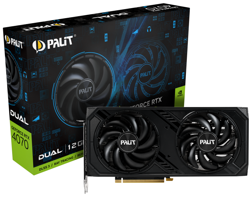 

Видеокарта PCI-E Palit GeForce RTX 4070 Dual (NED4070019K9-1047D) 12GB GDDR6X 192bit 5nm 1920/21000MHz HDMI/3*DP, GeForce RTX 4070 Dual (NED4070019K9-1047D)