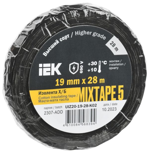 

Изолента IEK UIZ20-19-28-K02 MIXTAPE 5 Х/Б 19мм 28м, UIZ20-19-28-K02