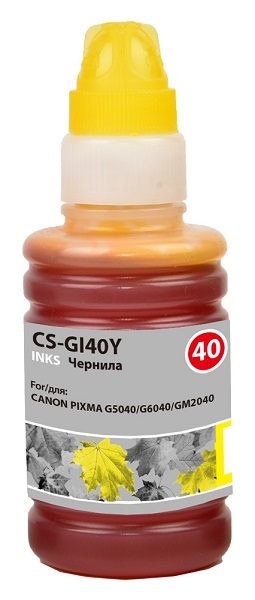 

Чернила для заправки Cactus CS-GI40Y желтый, 100мл для Canon Pixma G5040/G6040/GM2040, CS-GI40Y