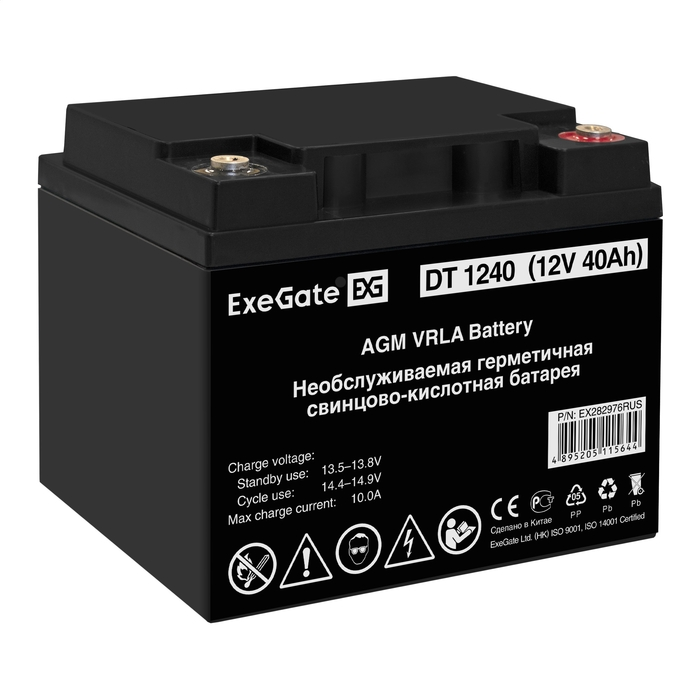 

Батарея Exegate DT 1240 EX282976RUS (12V 40Ah, под болт М6), DT 1240
