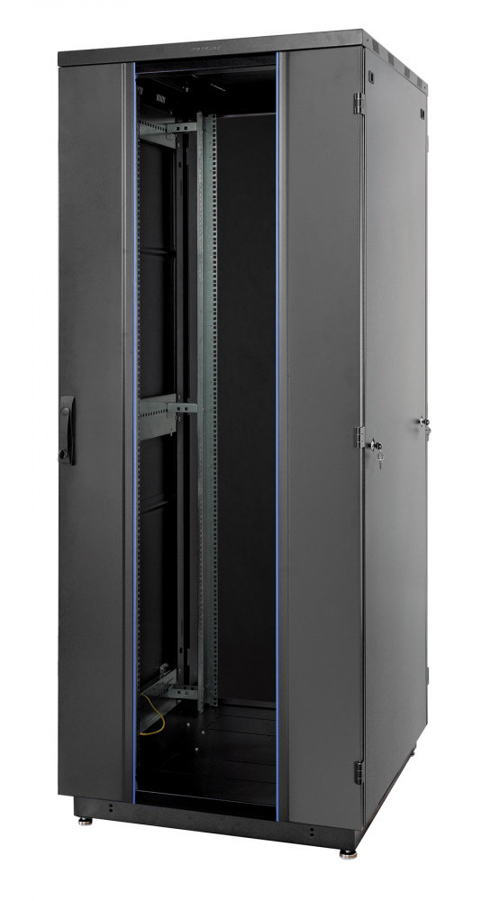 

Шкаф напольный 19", 47U Eurolan 60F-47-88-31BL Racknet S3000 800 × 800, передняя дверь стеклянная одностворчатая, задняя дверь металлическая двуство, 60F-47-88-31BL