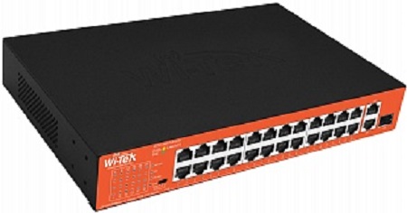 

Коммутатор неуправляемый Wi-Tek WI-PS526GH 24 PoE порта 100Base-TX+1000Base-T+Combo, PoE IEEE 802.3at/af до 30Вт на порт, Watchdog, БП 200Вт, WI-PS526GH