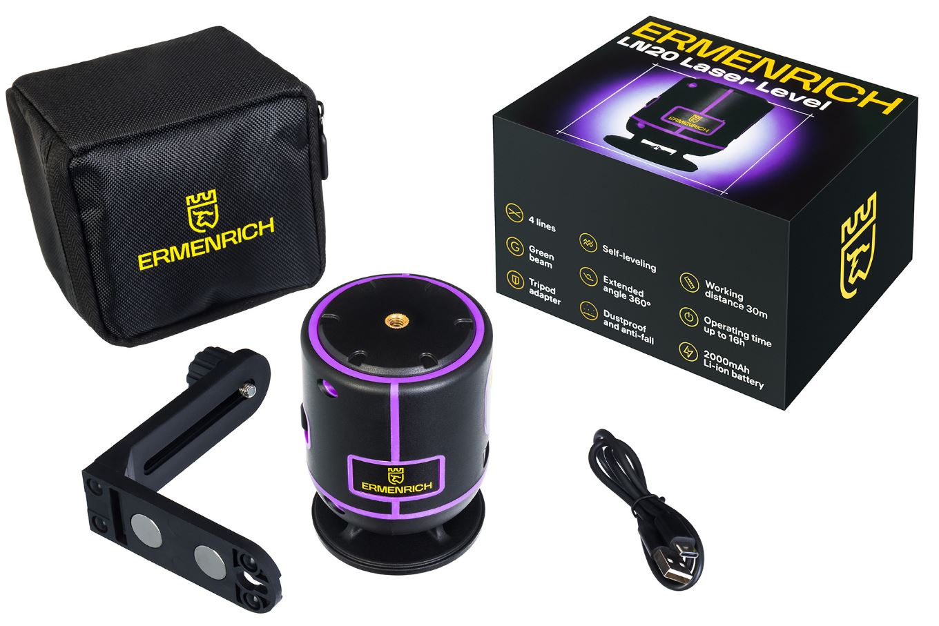 

Уровень лазерный Ermenrich 84087 PLUS LN20, фиолетовый, 84087