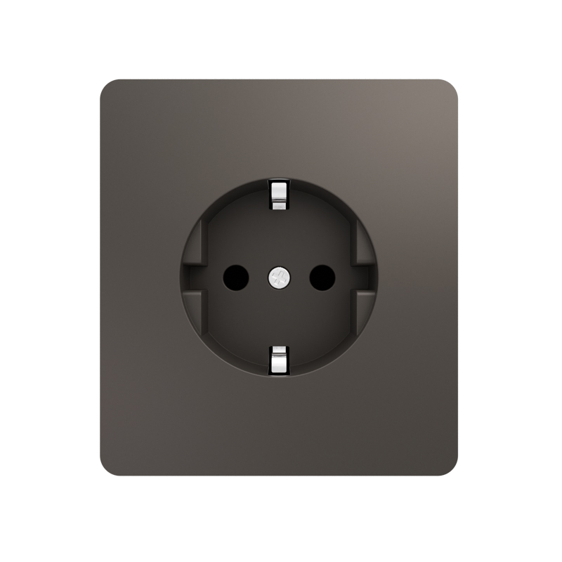 

Розетка с заземлением KRANZ KR-78-0701-2 MIELE ROUND с/у, со шторками 16А титан, KR-78-0701-2