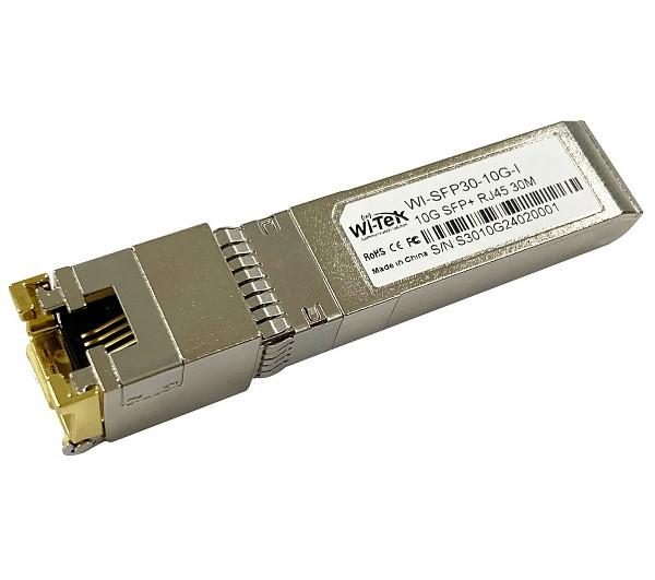 

Модуль SFP+ Wi-Tek WI-SFP30-10G-I промышленный с интерфейсом RJ45, до 100м, WI-SFP30-10G-I