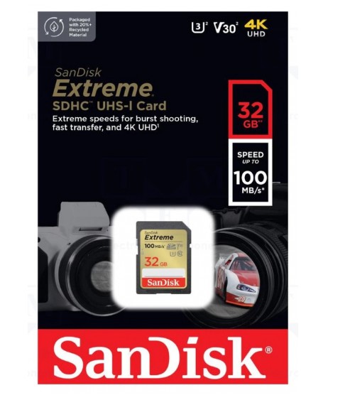 

Карта памяти 32GB SanDisk SDSDXVT-032G-GNCIN Extreme Class 10 SDHC V30 UHS-I U3 100/60MB/s, SDSDXVT-032G-GNCIN
