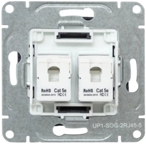 фото Розетка компьютерная двойная EKF UP1-SOG-2RJ45-5