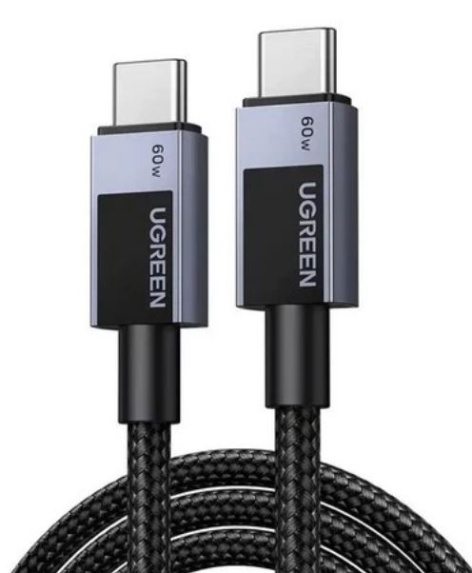 Изображение товара Кабель UGreen L524 USB-C - USB-C 2.0, тканевая оплетка, 3 м