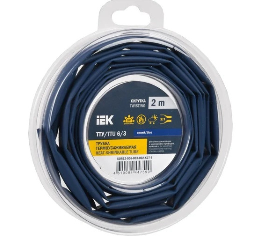 Изображение товара Термоусадочная трубка IEK UDR12-006-003-002-K07-T 2 м синяя для электропроводки