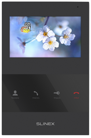 

Видеодомофон Slinex SQ-04 цветной, настенный, 4.3" TFT LCD дисплей 16:9, 480×272, до 2-х вызывных панелей, сенсорные кнопки, черный, SQ-04