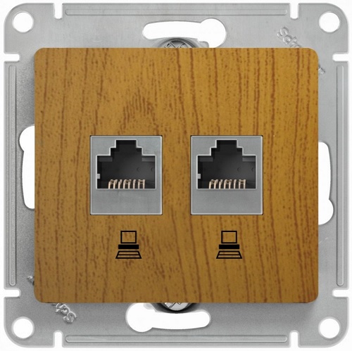 

Розетка компьютерная Systeme Electric GSL000585KK Glossa двойная RJ45+RJ45, кат.5Е, механизм, дуб, GSL000585KK