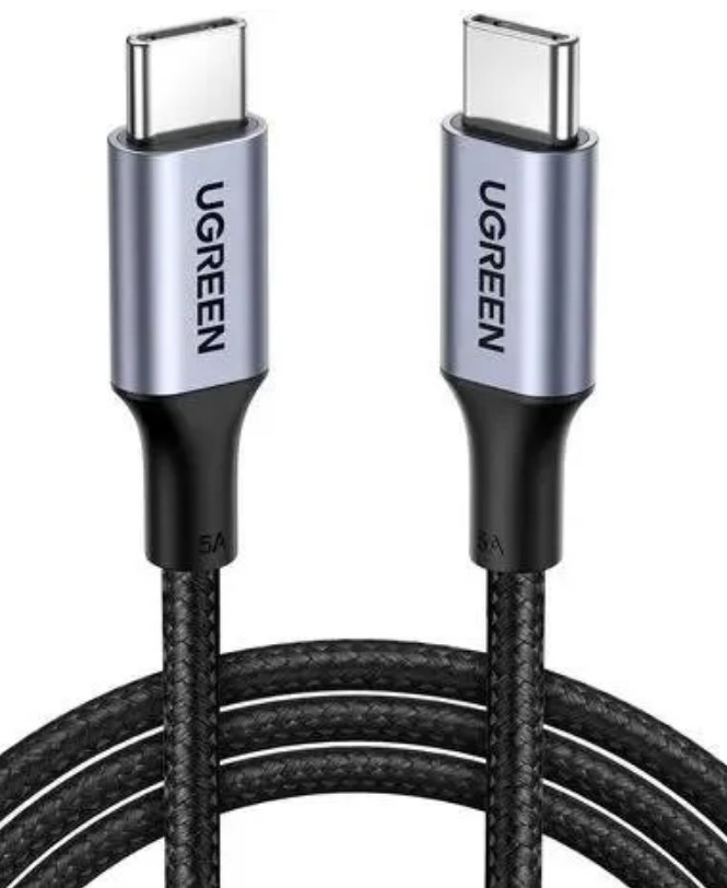 

Кабель UGREEN US316 15799P 100W USB-C to USB-C PD Fast Charging Braided Cable 5A Max 2шт, длина: 0,25м. цвет: серый, US316