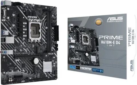 

Материнская плата mATX ASUS PRIME H610M-E D4-CSM (LGA1700, H610, 2*DDR4, SATA3, Audio, Gb LAN, USB 3.2*4, USB 2.0*6, DP, D-Sub, HDMI), PRIME H610M-E D4-CSM