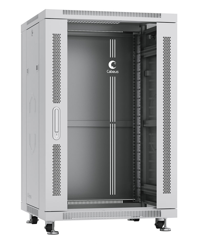 

Шкаф напольный 19", 18U Cabeus SH-05C-18U60/100 600x1000x988mm (ШхГхВ) передняя стеклянная и задняя сплошная металлическая двери, ручка с замком, цвет, SH-05C-18U60/100