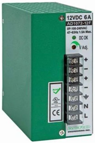 

Блок питания NSGate AD1072-12F выход 72W, 12V 6A, на DIN-рейку, стену, AD1072-12F