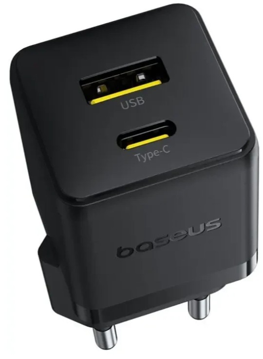 

Зарядное устройство сетевое Baseus Palm P1011160A113-01 C+U 30W EU Cluster Black (with Cable USB-C to USB-C 60W 1m Cluster Black), Palm