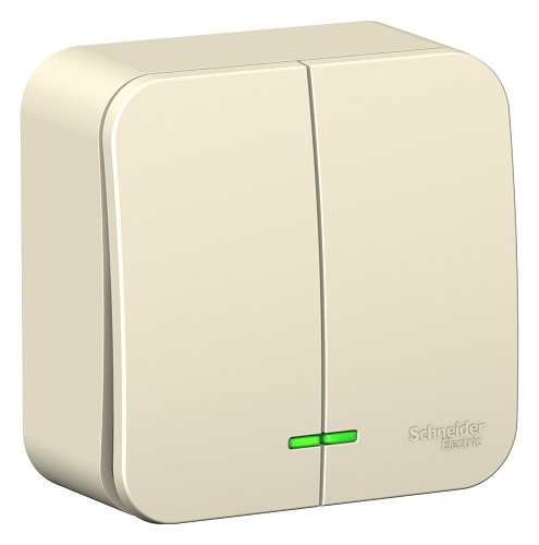 

Выключатель Schneider Electric BLNVA065112 2-клавишный с подсветкой 6А, 250B, изолир. пластина Молочный наруж, BLNVA065112