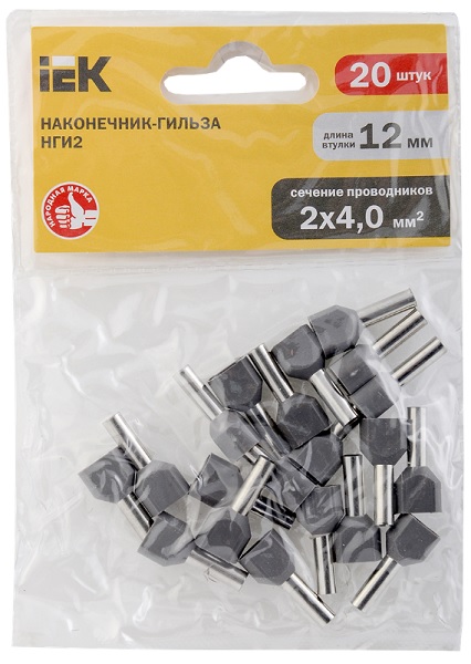 

Наконечник штыревой IEK UTE10-4-D4-0-100 НШВИ(2) 4,0-12 серый (20шт/упак), UTE10-4-D4-0-100
