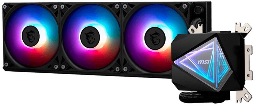 

Система охлаждения жидкостная MSI MAG CORELIQUID I360 306-7ZW8A24-C24 / 306-7ZW8A11-C24 LGA115x/1200/1700/AM4/AM5 (3*120mm, 70.7CFM), MAG CORELIQUID I360