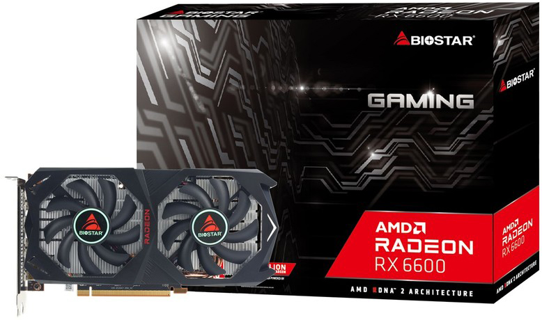 

Видеокарта PCI-E Biostar Radeon RX 6600 (VA6606RM81) 8GB GDDR6 128bit 7nm 1626/14000MHz HDMI/3*DP, Radeon RX 6600 (VA6606RM81)