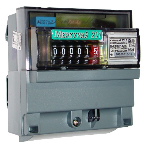 

Счетчик электроэнергии Меркурий 32419 201.5 однофазный однотарифный, 5(60), кл.точ. 1.0, D, ЭМОУ, имп. выход (201.5), 32419