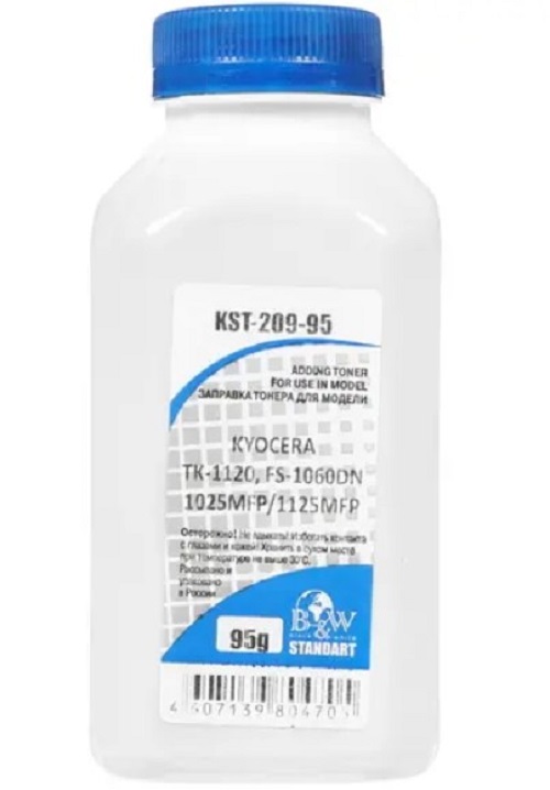 

Тонер B&W (Black&White) KST-209-95 для Kyocera TK-1120, FS-1060DN/1025MFP/1125MFP (фл. 95г) Standart фас.Россия, KST-209-95