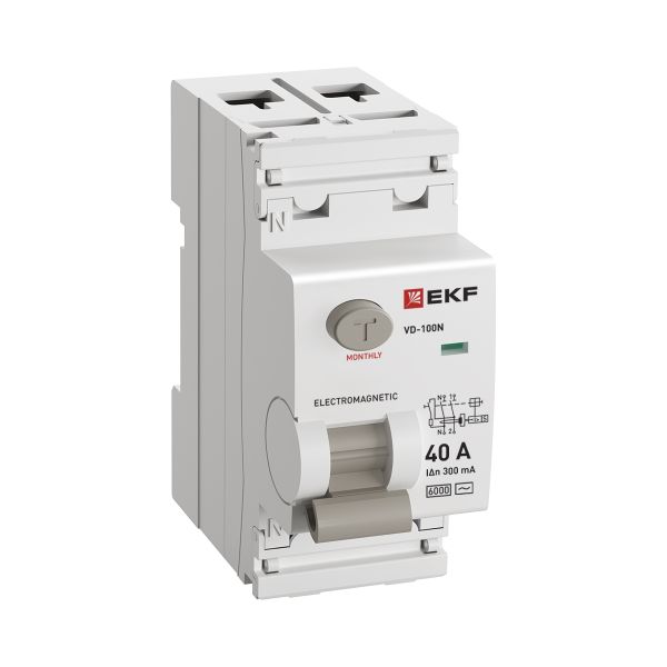 

УЗО EKF E1026M40300 ВДТ ВД-100N 2P 40А 300мА AC эл-мех 6кА PROXIMA, E1026M40300