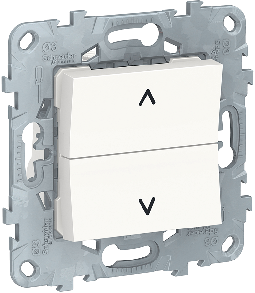 

Выключатель Schneider Electric NU520718 UnicaNew, белый, для жалюзи, 2-клавишный, кнопочный, 2 х сх. 4, NU520718