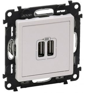 

Розетка Legrand 753412 Valena LIFE DIY, 2-ая USB, 240В/5В, 1500мА, белая, 753412