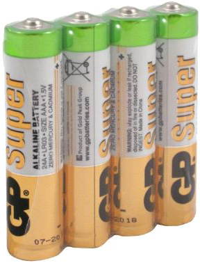 

Батарейка GP Super Alkaline 24ARS LR03 1.5V, 4шт, size AAA, в пленке, Super Alkaline 24ARS LR03