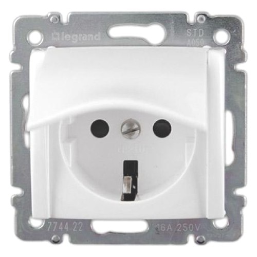 

Розетка Legrand 774422 Valena с заземлением, в рамку, с крышкой, 2К+З,16А, 250В, IP20 (белая), 774422