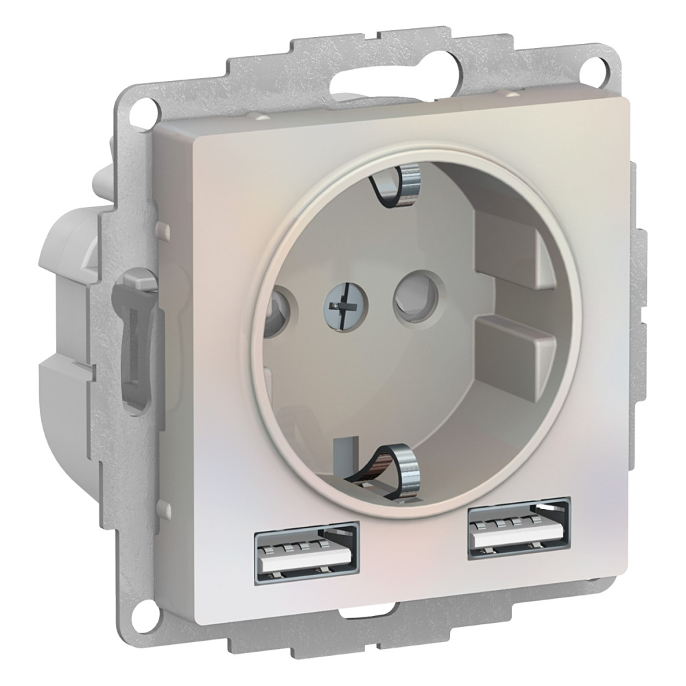 

Розетка с заземлением с 2 USB Systeme Electric ATN000430 AtlasDesign A+A, 5В/2,4А, 2х5В/1,2А, механизм, Жемчуг, ATN000430