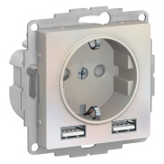 фото Розетка с заземлением с 2 USB Systeme Electric ATN000430