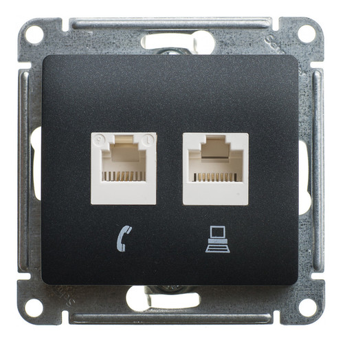 

Розетка Schneider Electric GSL000785KK 2-ая компьютерная RJ45+RJ45, кат.5E антрацит, GSL000785KK