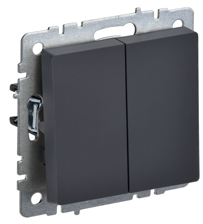 

Выключатель двухклавишный IEK BR-V20-0-10-K53 BRITE 10А ВС10-2-0-БрГ Графит, BR-V20-0-10-K53