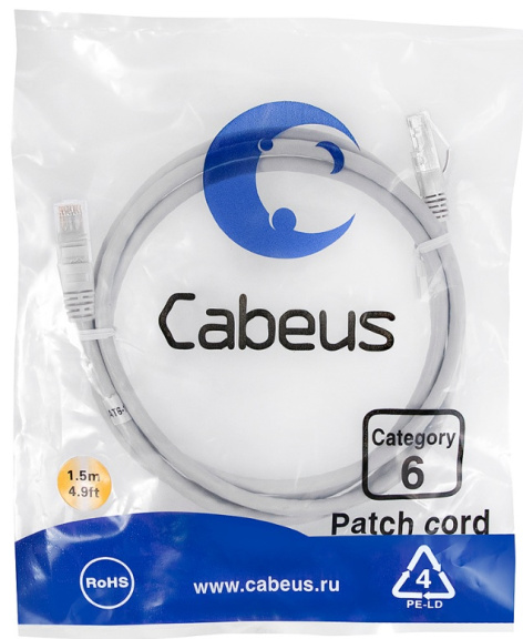 фото Кабель патч-корд U/UTP 6 кат. 1.5м Cabeus PC-UTP-RJ45-Cat.6-1.5m в Смоленске