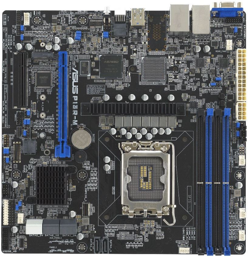 

Материнская плата mATX ASUS P13R-M 90SB0C70-M0UAY0 (LGA1700, Intel C262, 4*DIMM (4400), 2*PCIE, 8*SATA 6G RAID, M.2, 2*Glan, Mlan, VGA, 3*USB 3.2), P13R-M