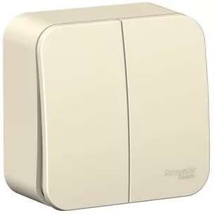 

Выключатель Schneider Electric BLNVA105002 2-клавишный, 10А, 250B Молочный наруж, BLNVA105002